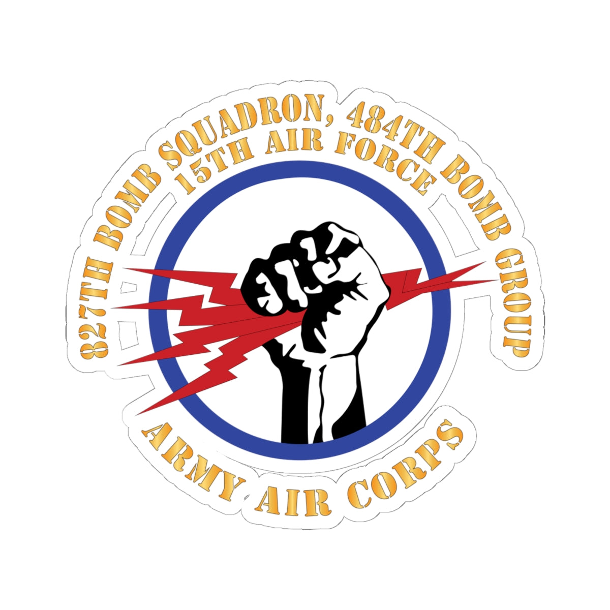 Kiss-Cut Stickers - AAC - 827th Bomb Squadron, 484th Bomb Group - 15th AAF X 300