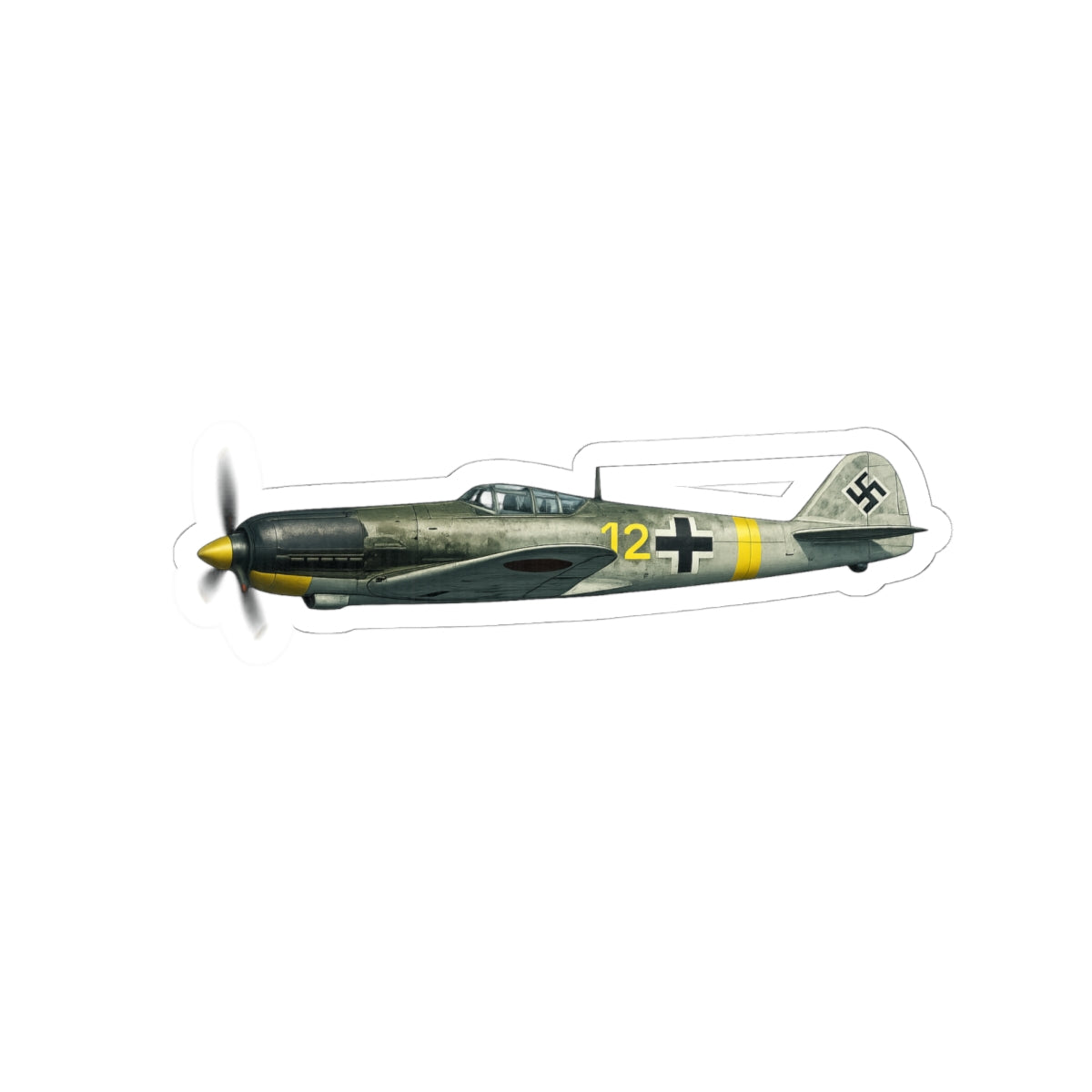 Kiss-Cut Stickers - WWII - Fighter Aircraft - Messerschmitt Bf 109 - Profile - Left - In Flight